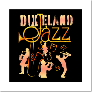 Retro Dixieland Jazz Band Posters and Art